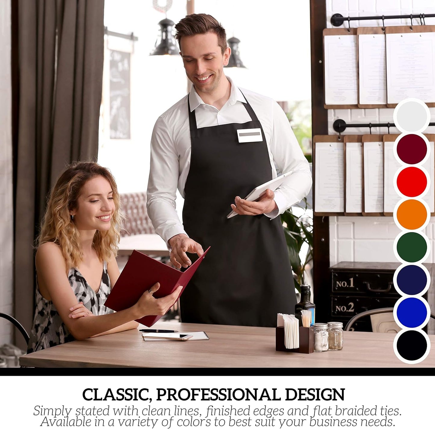 GREEN LIFESTYLE 120 Pack Bib Aprons - Unisex Machine Washable Kitchen BBQ Aprons Bulk (Pack of 120, No Pockets, Black)