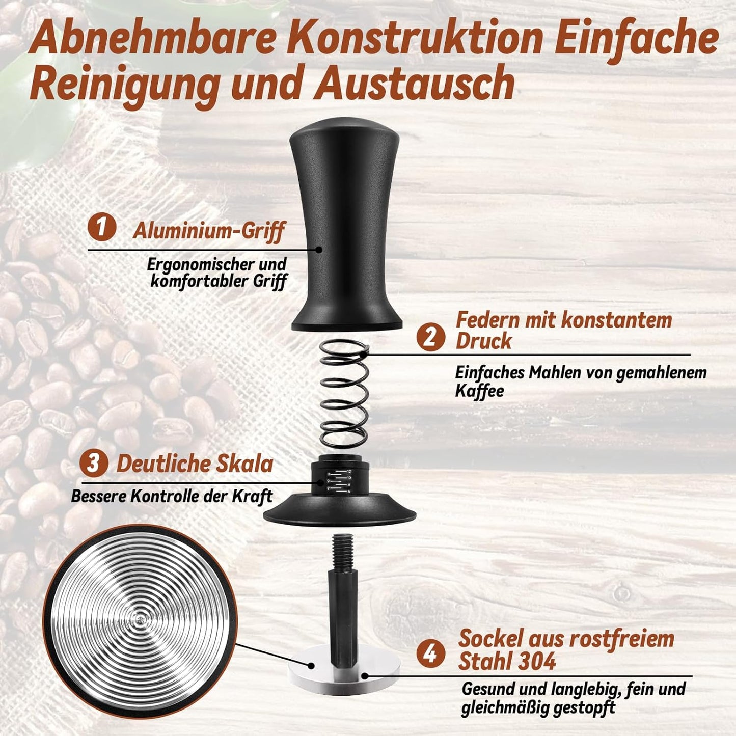 51mm Espresso Accessories Kit, Espresso Tamper Set, 51mm Spring Loaded Calibrated Tamper with WDT Tool, Espresso Dosing Funnel, Tamper Mat, Espresso Machine Accessories Kit for Barista