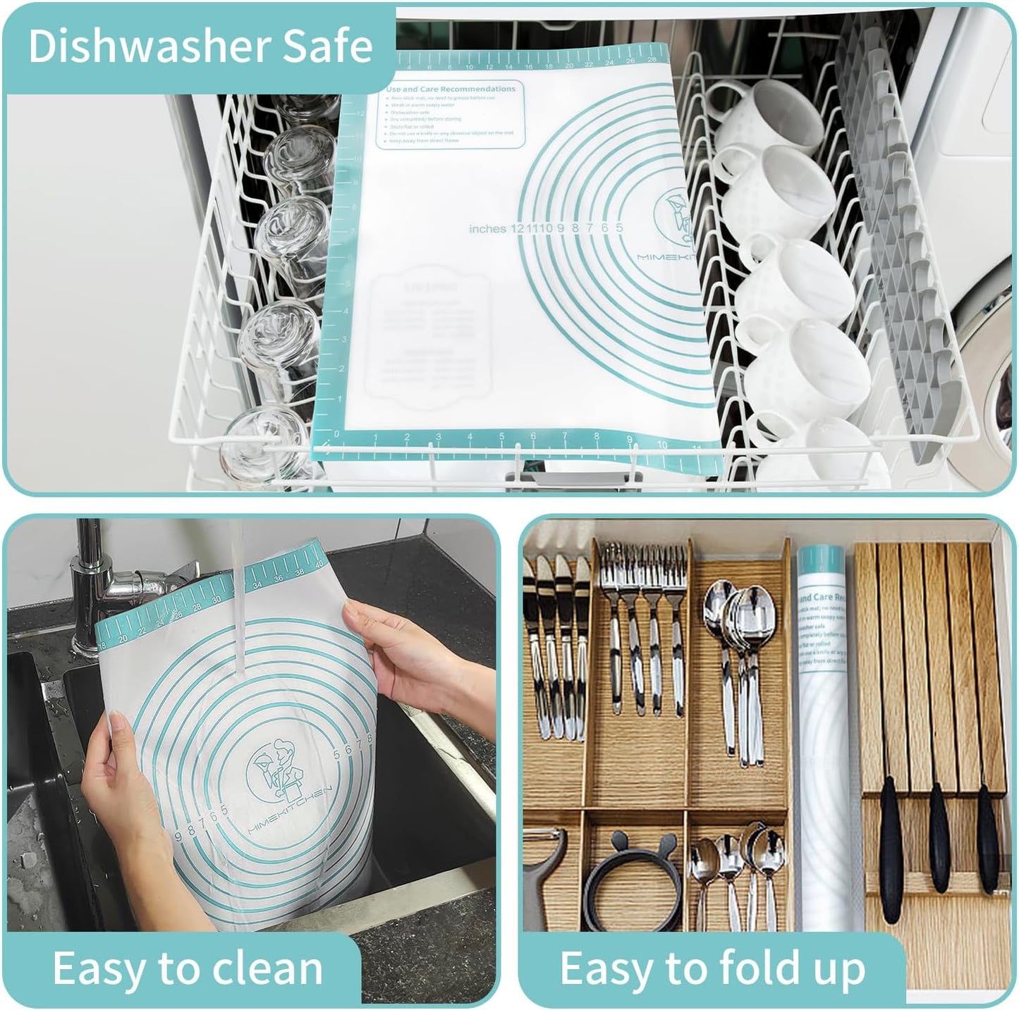 Silicone Pastry Mat for Dough Rolling, Silicone Baking Mat with Measurement, Nonslip Fondant/Pie Crust Mat for Making Cookies Macarons Baking Tools 32 x 24 Inch