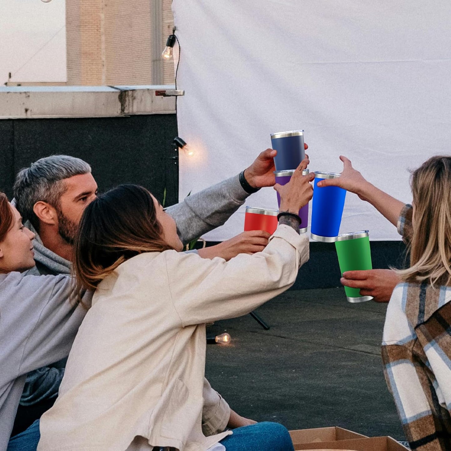 20oz Tumbler Bulk Stainless Steel Tumblers with Lid Vacuum Insulated Double Wall Travel Coffee Mug Powder Coated Tumbler Cup for Hot and Cold Drinks(Red, 6 pack)