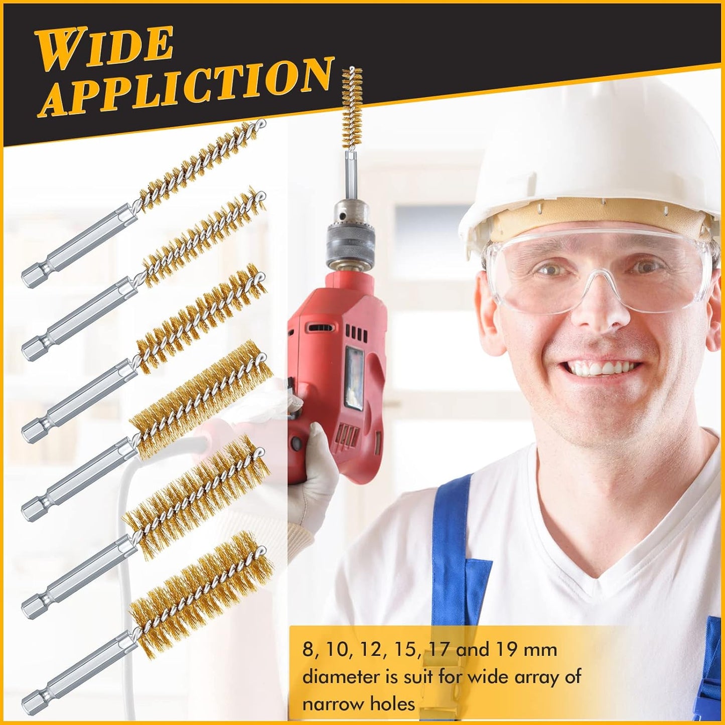 12 Pieces Bore Brush for Drill Wire Bore Brush Set Wire Cleaning Set Stainless Steel Cleaning for Power Drill Impact Driver (Brass)