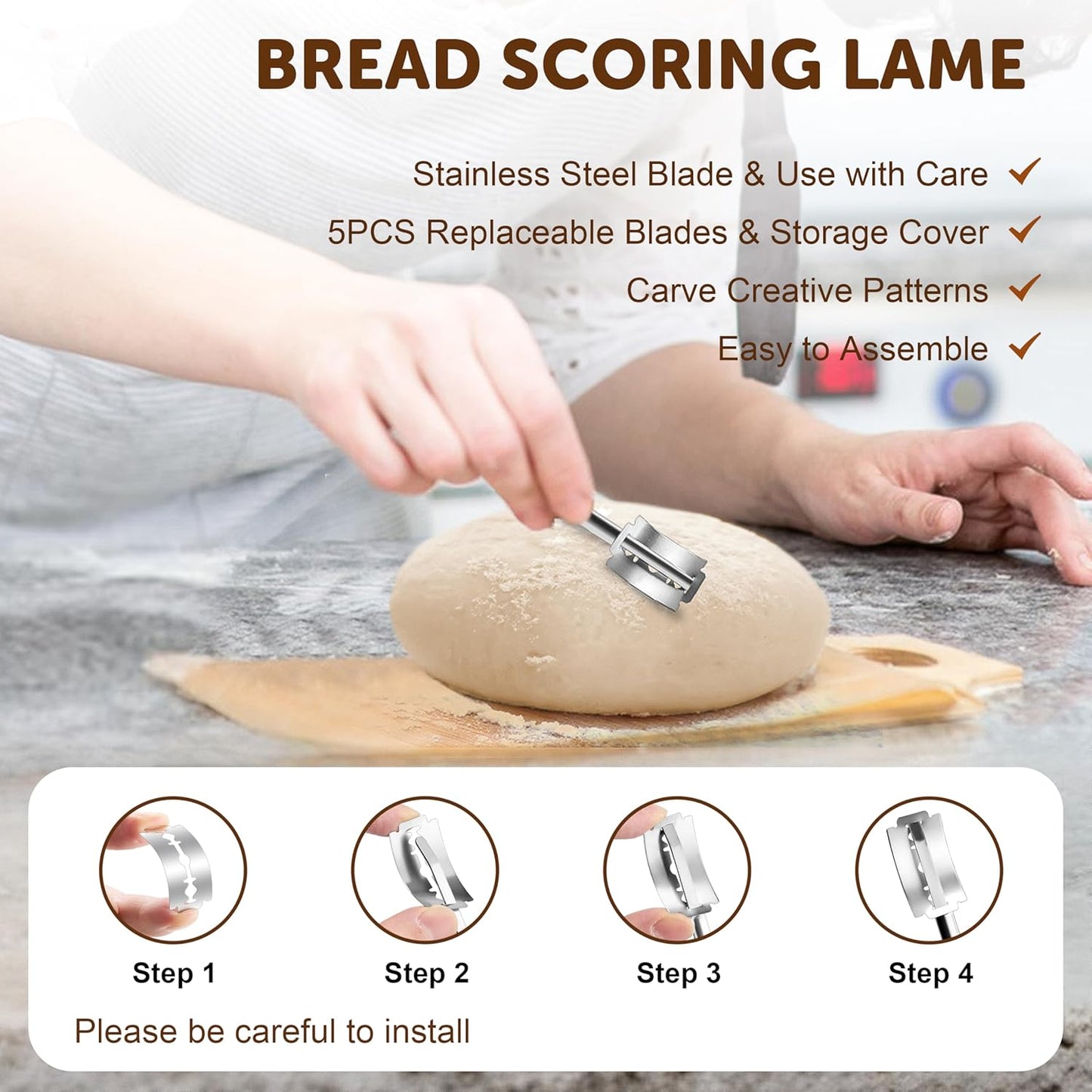 TeamFar Sourdough Bread Baking Supplies, 9” Round and 10” Oval Sourdough Starter Kit, Proofing Basket Set with Cloth Liner, Bread Lame, Whisk Dough, Bowl Scraper, Brush