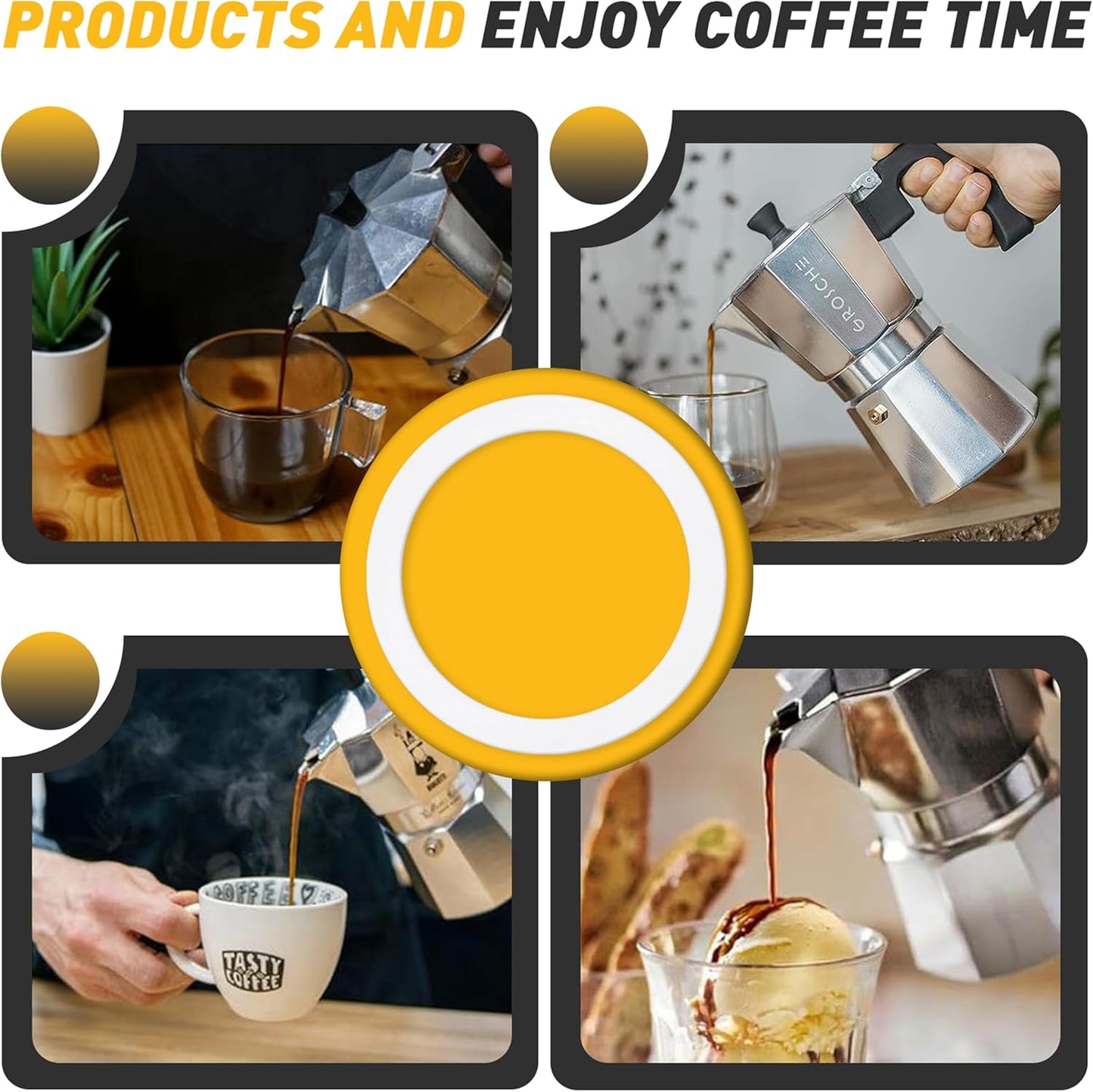 6 Pcs Gasket Seal Rings for Bialetti Moka Express Dama 6 Cups - Spare Food Grade Silicone Sealing Rings for Aluminium Stovetop Coffee Maker Pots (Better Than Rubber)