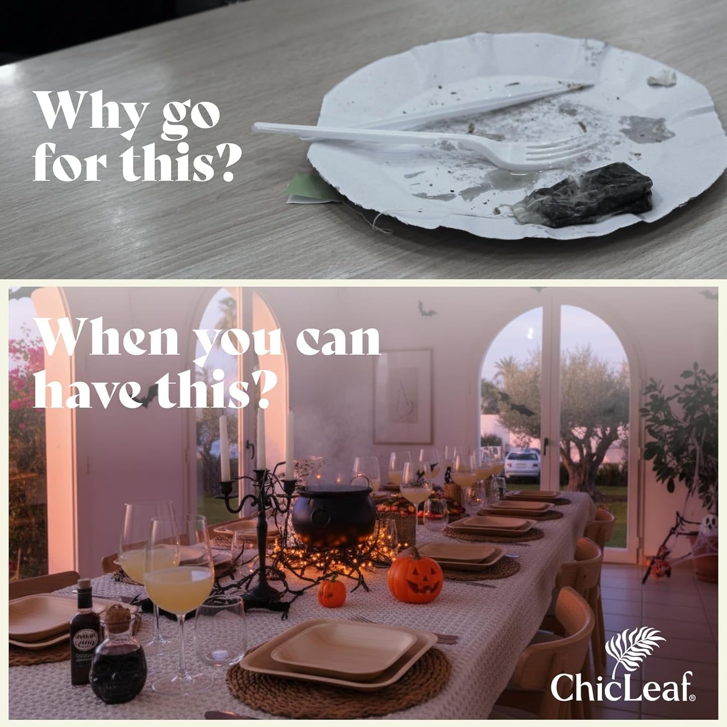 Chic Leaf Palm Leaf Compostable Plates - 6" Square, Pack of 50 - Disposable Dinnerware - Rustic Bamboo Appetizer Plates - Charcuterie Boards & Biodegradable Serviceware