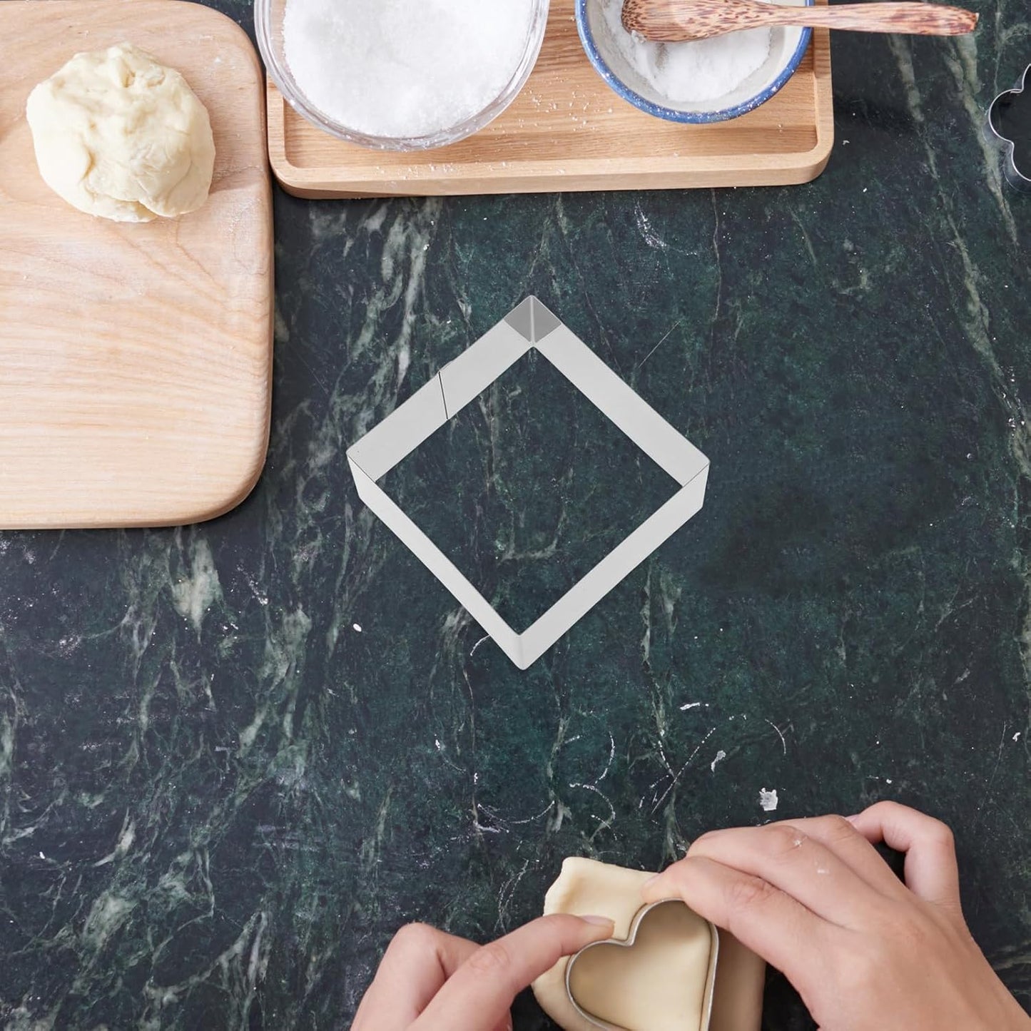 Alipis Square Mousse Mold Mousse Cutter Stainless Steel Cake Ring Cake Mold Metal Pastry Mould Dessert Ring Baking Tool for Home Kitchen DIY Pastry (Silver 5 Inch), 75635NWDON16PLB