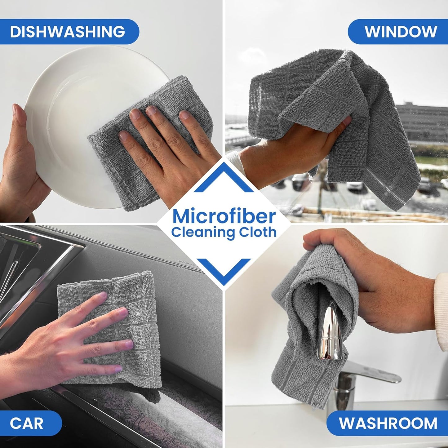 Greenfound Microfiber Cleaning Cloth Roll -80 Pack,Tear Away Towels for Car,Reusable Paper Towels Washable,Super Absorbent,Lint Free Cleaning Rags for House,Kitchen,Window-11.5"×11.5"(Check Grey)