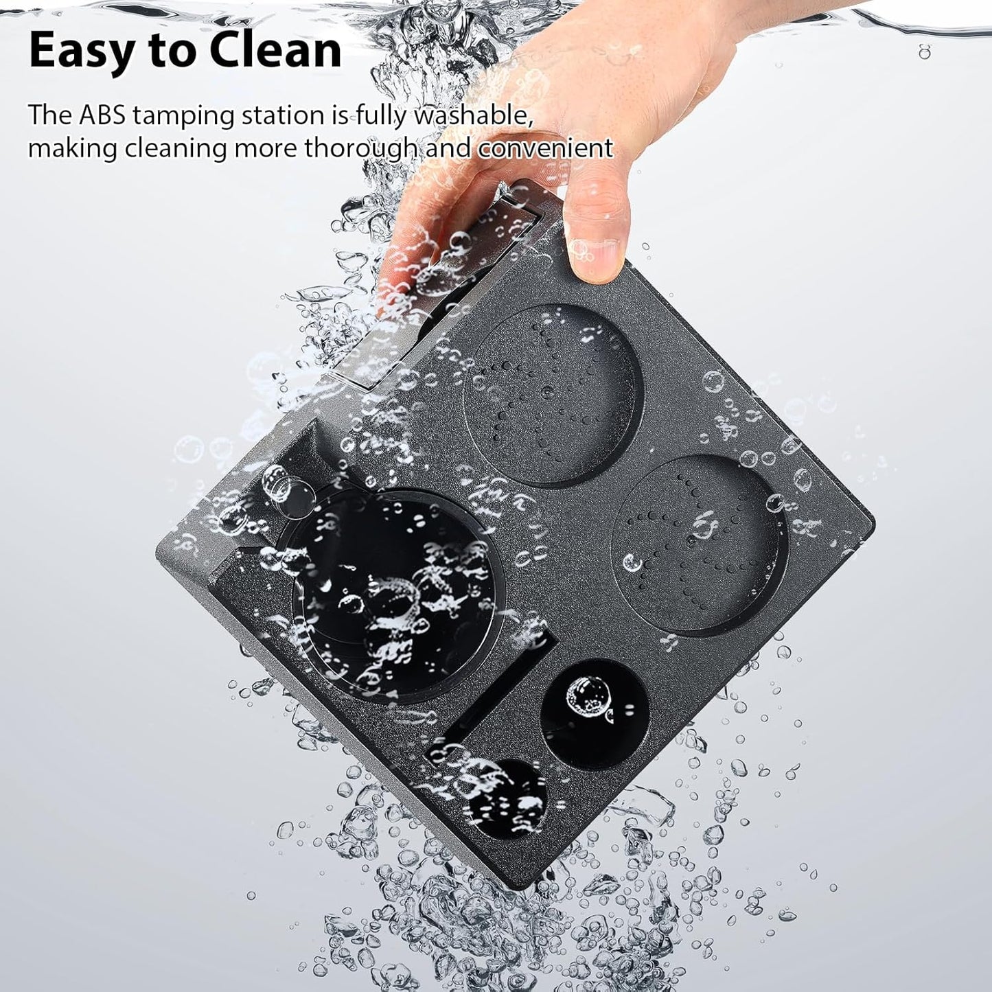 Espresso Tamping Station - 7 in 1 Espresso Coffee Organizer Box Fits for Storage 51/54/58MM Espresso Tamper, Distributor, Portafilter and Puck Screen Accessories, Plastic Tamp Station, Black