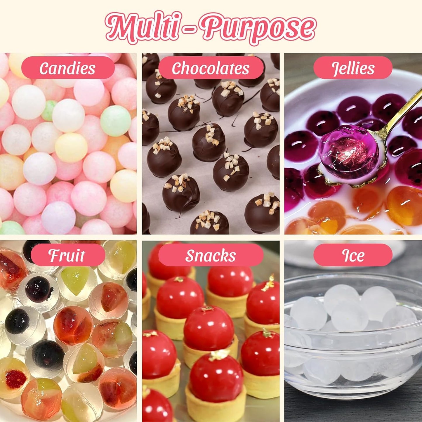 Small Chocolate Molds, 35-Cavity Silicone Sphere Candy Molds, Chocolate Mold for Cake Decoration, Chocolate Candy Gummy Mousse Jelly Pudding Ice Cube Tray, Fruit Snacks, Keto Snacks