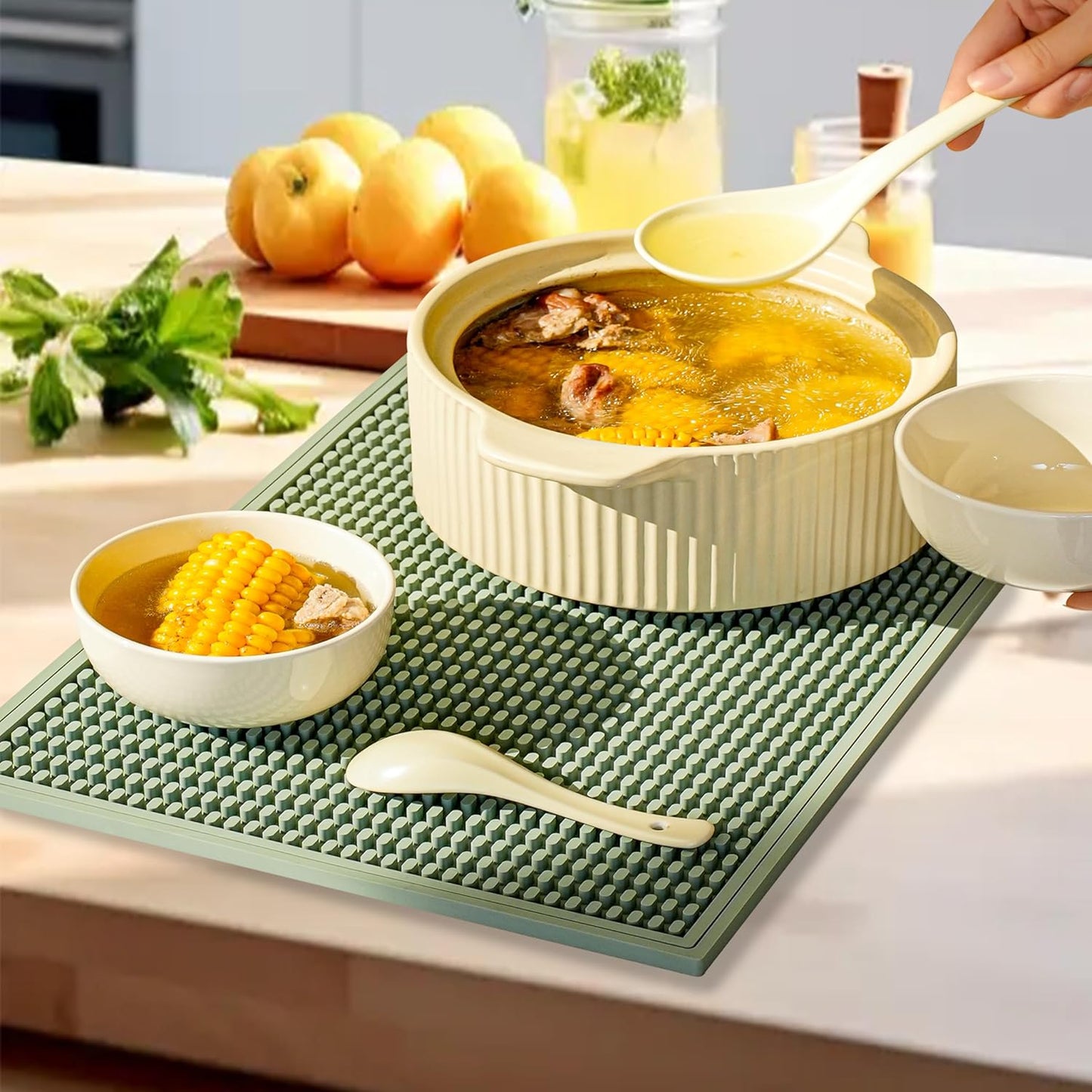 2 Pack Bar Mat, Home Bar Tool Drying Mats, Bar Accessories for The Home Bar Set 18''x12''(Green) for Bars, Outdoor Camping, Bar for Home