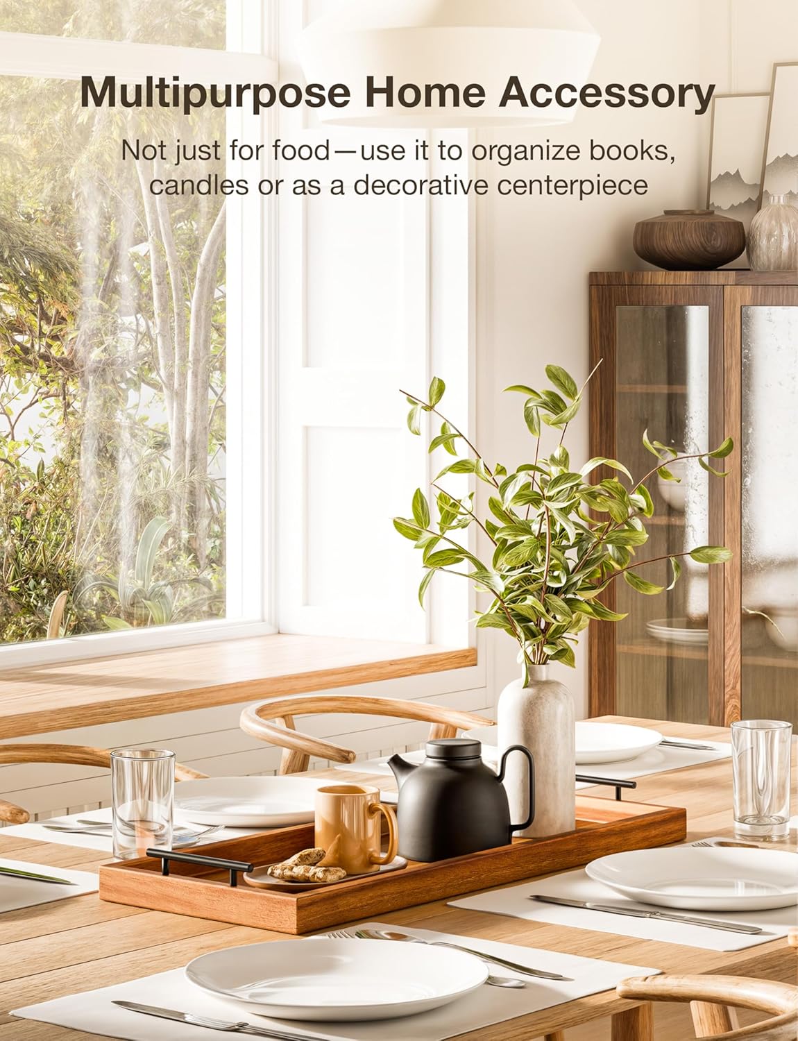 Acacia 30 Inch Large Charcuterie Boards for Party with Cheese Knife Set of 4 – Acacia Wood Serving Tray with Handles, Long Charcuterie Board, Wooden Cheese Board