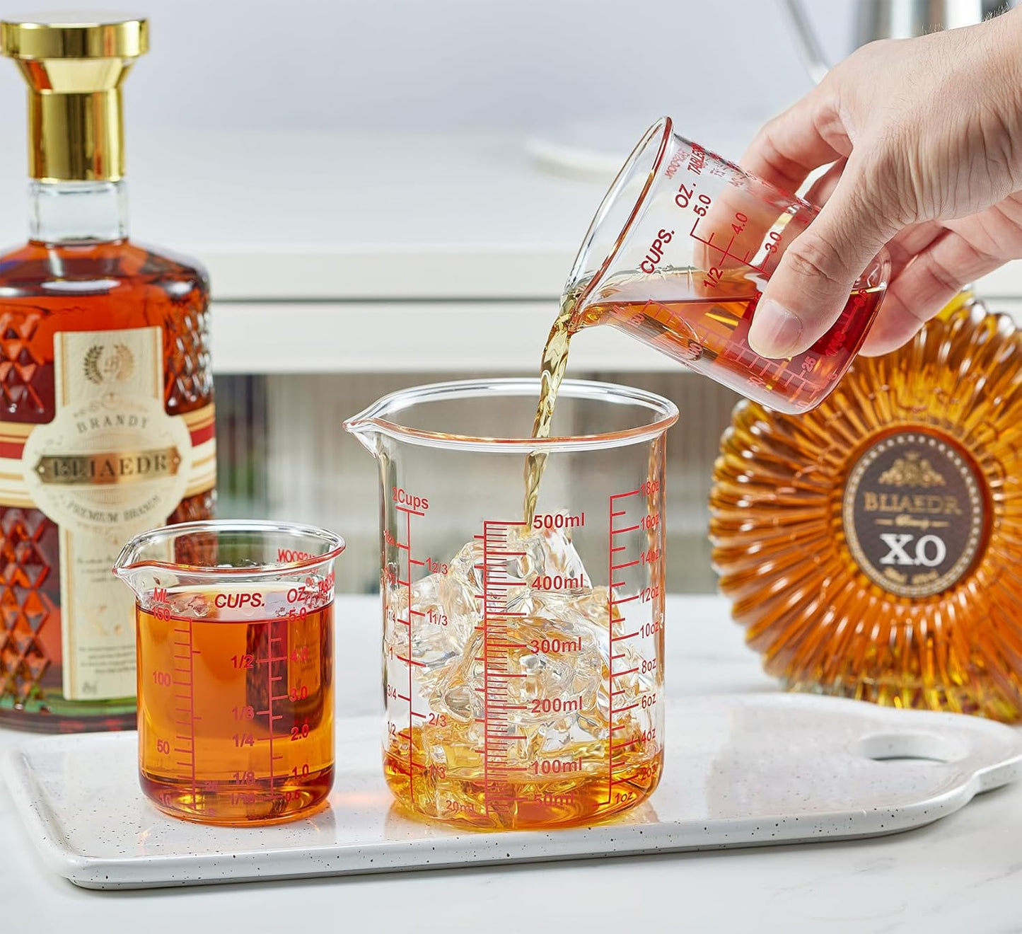 High Borosilicate Glass Measuring Cup-V-Shaped Spout,Glass Measuring Beaker for Kitchen or Restaurant, Easy to Read, 150 ML (5 Oz)-Pack of 2