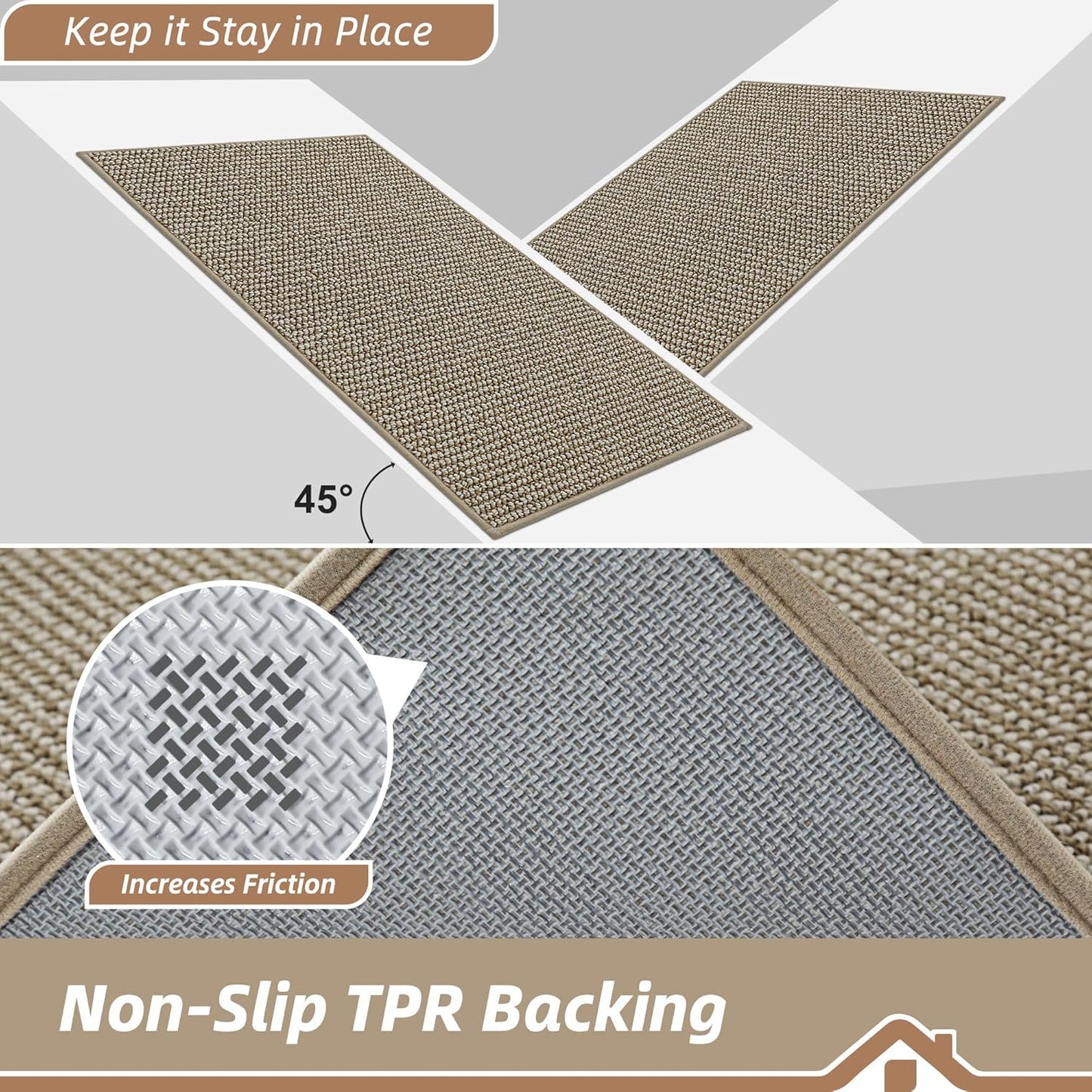 BEQHAUSE Dirt Trapper Door Mat 24" x 36", Non-Slip Washable Doormats Entrance Mat, Dirt Resistant and Absorbent Welcome Mat, Low Profile Floor Mats for Front Back Door and Entryway, Light Beige