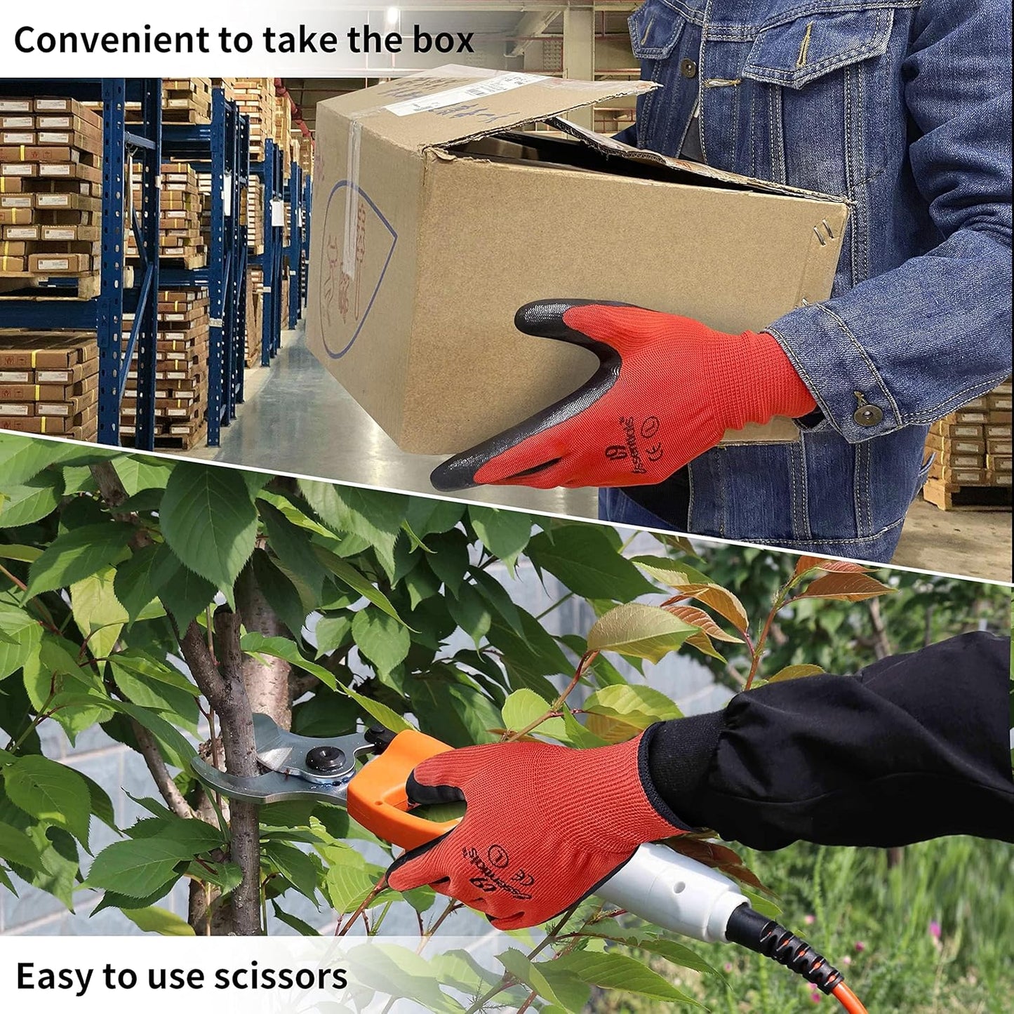 I9 Essentials Nitrile Coated Work Gloves - 12 Pairs Large, Durable, Breathable Safety Gloves for Construction, Gardening, Carpentry – Washable, Reusable for men and women