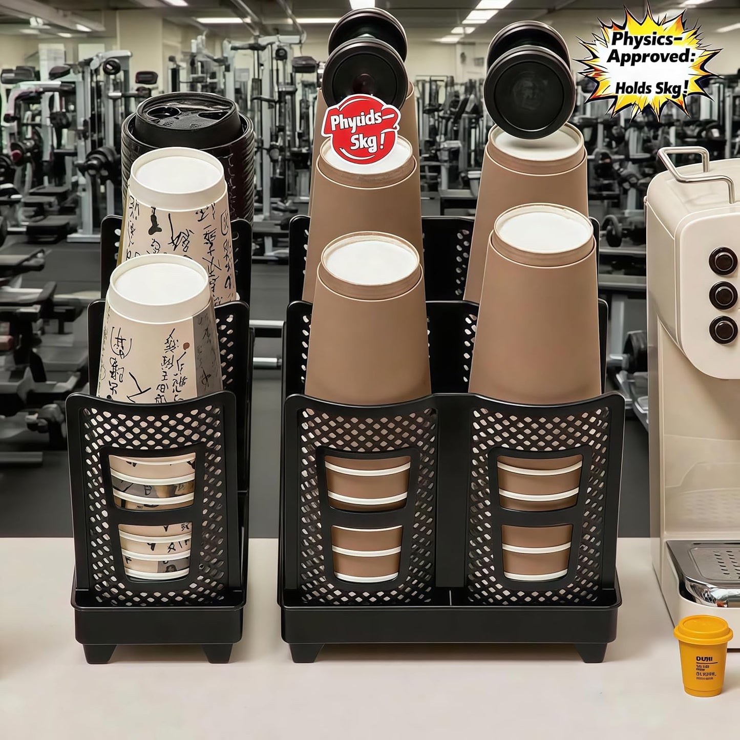 Cup Lid Dispenser and Dispenser Organizer Cup Display Stand,24 oz Plastic Coffee Cup Holder for Countertop,6Slots,Cup Display Stand on Restaurant,Bathroom,Kitchen,Coffee Shop