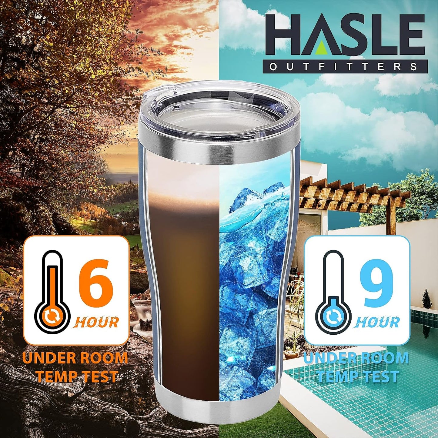 HASLE OUTFITTERS 20 oz Tumbler Bulk, Stainless Steel Tumblers with Lid, Vacuum Insulated Tumbler, Double Wall Powder Coated Cup, coffee mugs, Navy Blue, 6 Pack