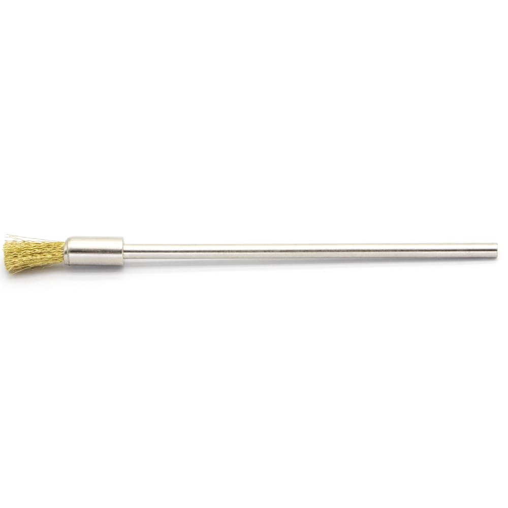 20PCS Brass Wire Brushes with Extended Handle - Metal Rust Removal, Polishing, Cleaning - 6mm Diameter, 1/8″ (3mm) Shaft, 100mm Length - Removes Burrs, Dust, and Oxide Layer - Rotary Tool Accessories
