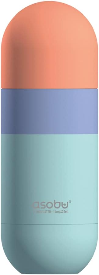 asobu Orb Stainless Steel Double Wall Insulated Travel Water Bottle – Lid Doubles as a Cup 14 Ounce (Pastel Mint)…