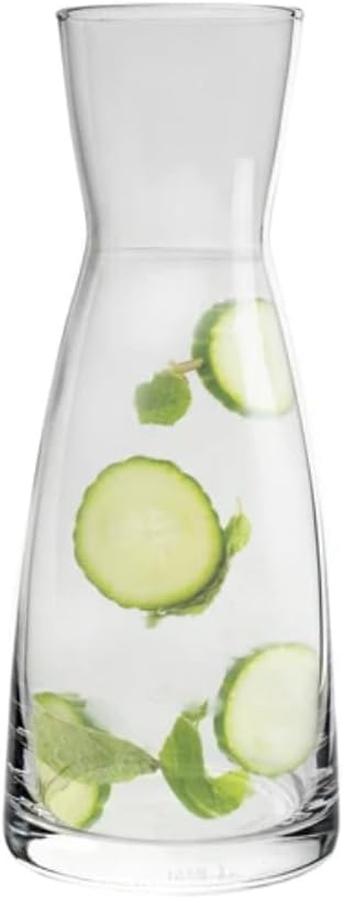 Bormioli Rocco Ypsilon Glass Carafe Set with Cork Tops, Set of 2-18.5 oz Contemporary Juice Containers & Drink Dispensers for Wine, Water, Milk - Dishwasher Safe Bar Glassware for Entertainment