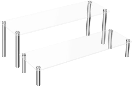 2Pcs Acrylic Riser, Display Stand Clear Shelf for Cupcake Food Desserts Holder Cosmetic Products Tabletop Use and More (Medium)