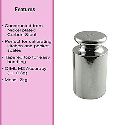 American Weigh Scales Calibration Weight for AWS Digital Scale, Carbon Steel, Solid Stainless Steel Chrome Finish, 2000G (2KGWGT)