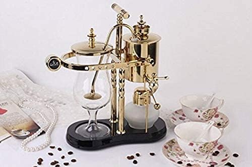 Diguo Belgian/Belgium Family Balance Siphon/Syphon Coffee Maker, Elegant Double Ridged Fulcrum with Tee handle (Classic Gold)