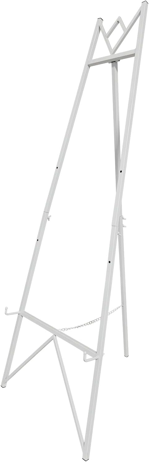 58 Inch Iron Adjustable Arts & Crafts Easels,Metal Easel Stand with Chain Support for Mirror,Floor Easels for Display Wedding Sign(White)
