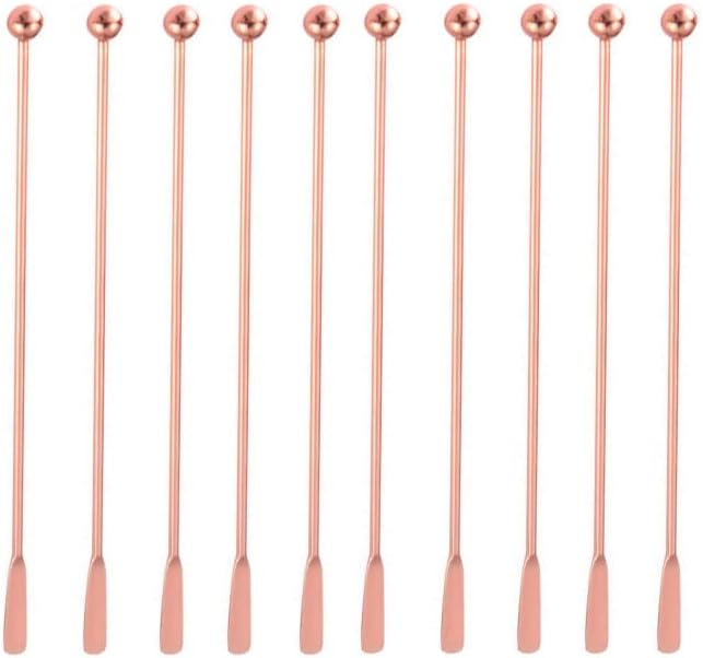 10 pcs Stainless Steel Coffee Beverage Stir Sticks Cocktail Stirrers Drink Swizzle Stick 7.4" Swizzle Stick Picks Tools Rose Gold