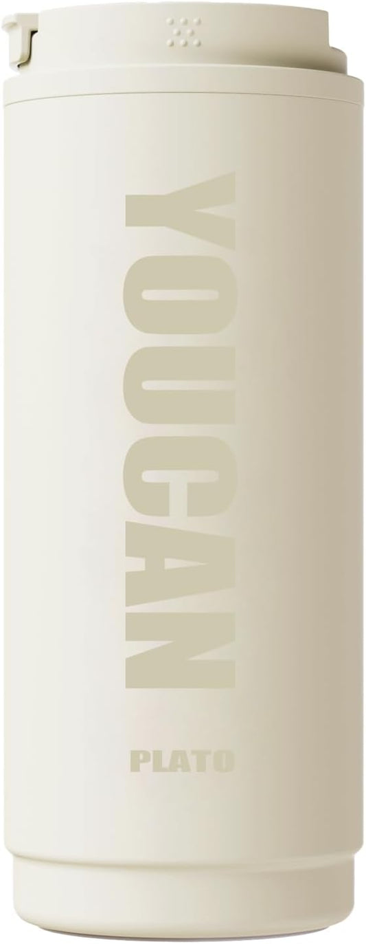 14oz Travel Coffee Tumbler,Travel Coffee Mug for Men or Women,Thermal Cup for Hot and Cold Drinks, To Go Coffee Cup,Stainless Steel Insulated Travel Coffee Tumbler with Leak Proof Lid, Tea Mug,White