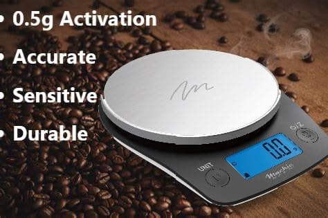 Food Kitchen Scale by NutraTrack™ Digital Grams and Ounces for Coffee, Weight Loss, Baking, Cooking, Keto and Meal Prep, LCD Display, Stainless Steel, LOWEST 0.5g INCREMENTS Accuracy meets Durability!