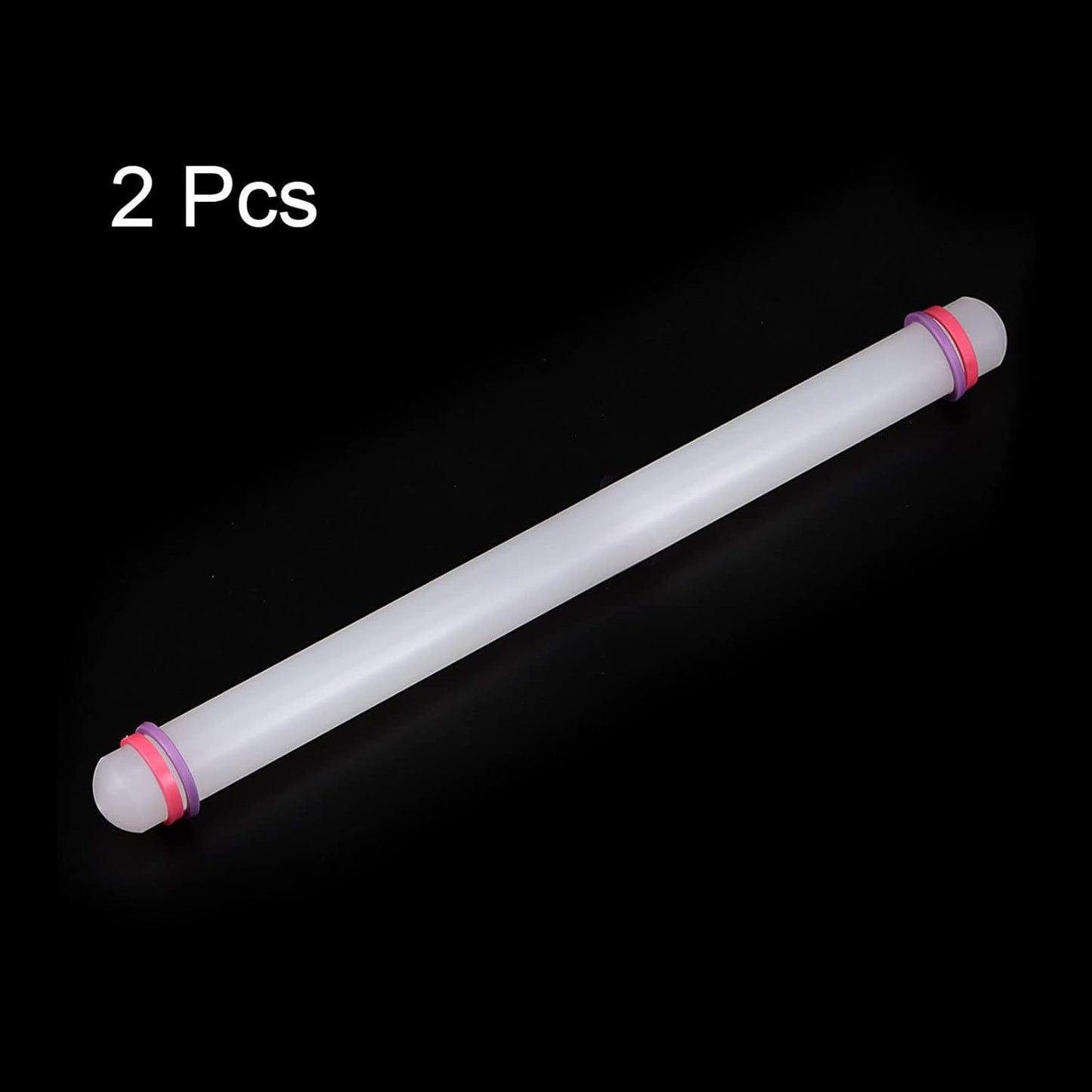 HARFINGTON 2pcs Fondant Rolling Pin 20 Inch x 0.98 Inch Adjustable Guide Rings Non-Stick PP Plastic Fondant Roller Dough Roller Kitchen Decorating Tools for Cookie Pastry Pizza Clay
