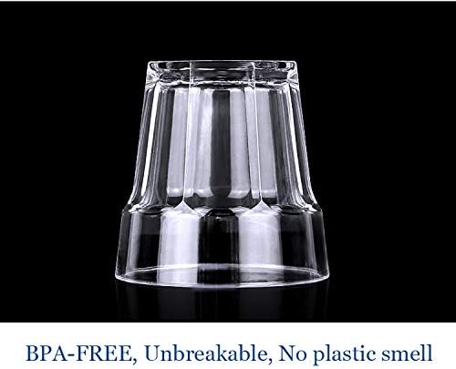9oz Plastic Drinking Glasses Set of 4 Unbreakable Plastic Juice Tumbler Cups Reusabl Clear Tritan BPA-FREE Kids Water Cups, Dishwasher Safe, Shatterproof, Stackable