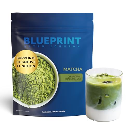Blueprint Bryan Johnson Matcha Powder – Ceremonial Grade Japanese Matcha – Green Tea for Energy & Focus – Natural Caffeine, Antioxidant-Rich – 30mg L-Theanine- 30 Servings