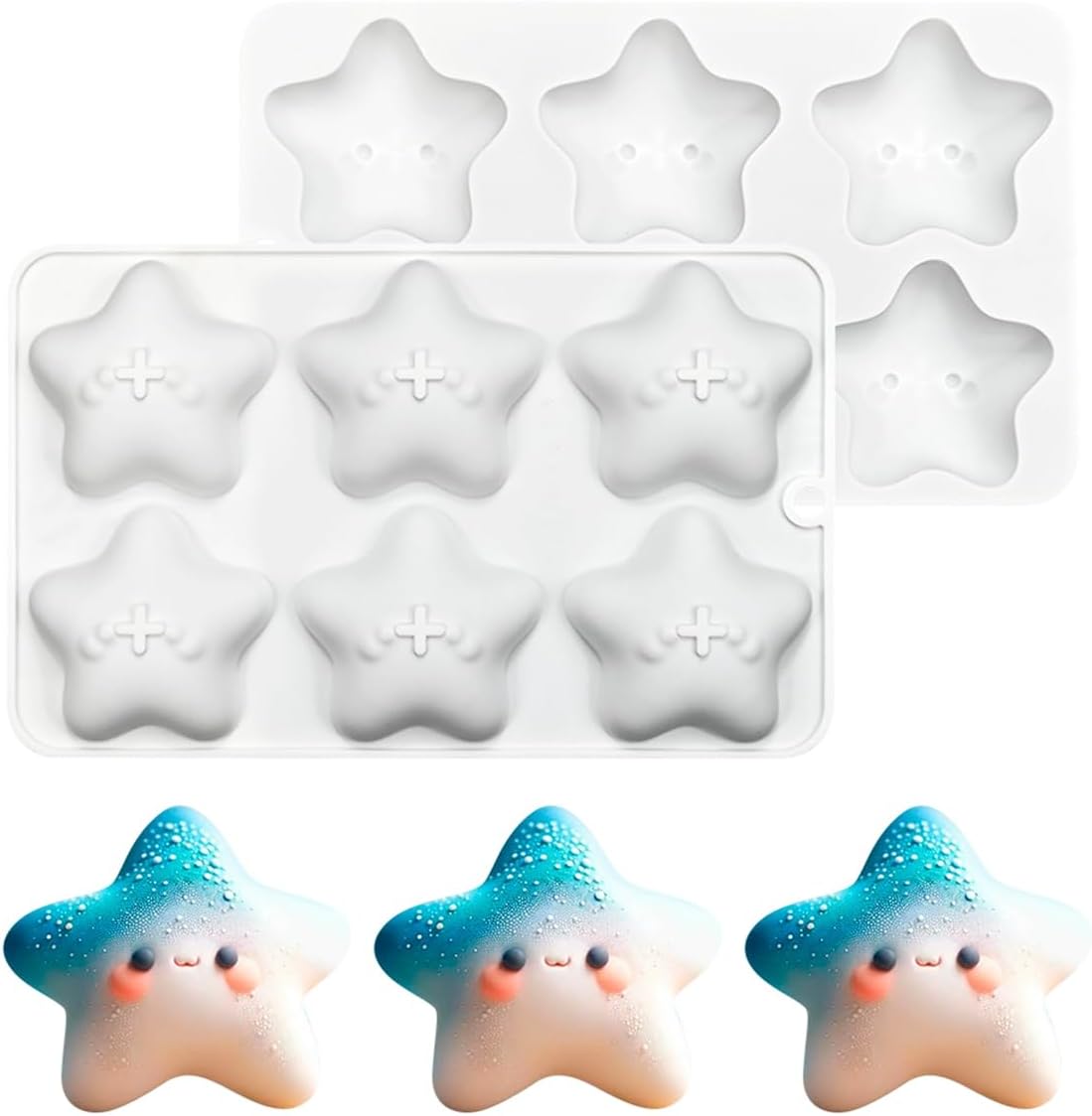 mostsom Cute Star Cartoon Shaped Dessert Mousse Molds 3d Silicone Cake Mold Muffin Pan Baking Tools For Cakes Decorating Supplies (M_ Star)