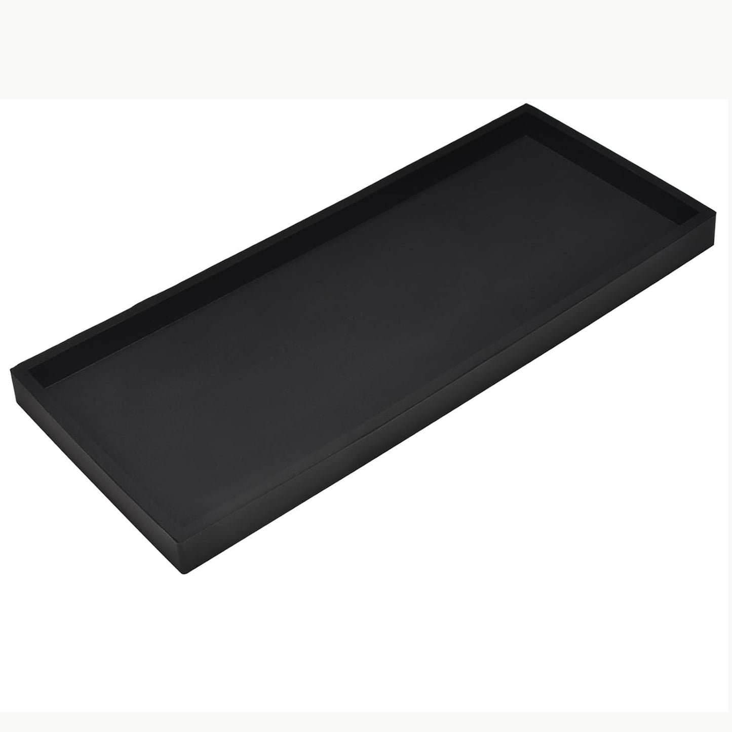DNC Bathroom Counter Tray, 11.8" Silicone Vanity Tray, Kitchen Sink Soap Tray for Dish Holder Dispenser Countertop Toilet Tank Desk Organizer Black