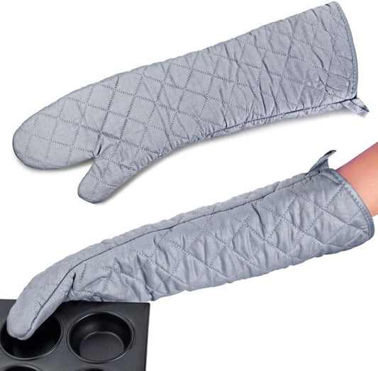 Extra Long 23 Inch Heat Resistant Oven Gloves New Cotton Oven Mitts Kitchen Gloves High Temperature Cooking Tool BBQ Gloves (23-Inch)