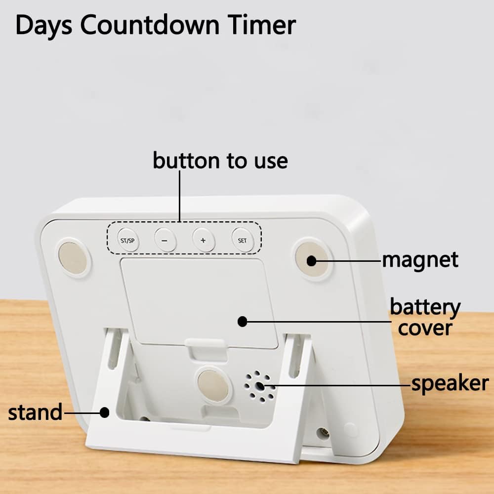 Digital Countdown Days Timer Clock- 9999 Days Count Down Timer with Stand Strong Magnetic Back for Retirement Wedding Vacation Birthday Exam Lab Kitchen Cooking