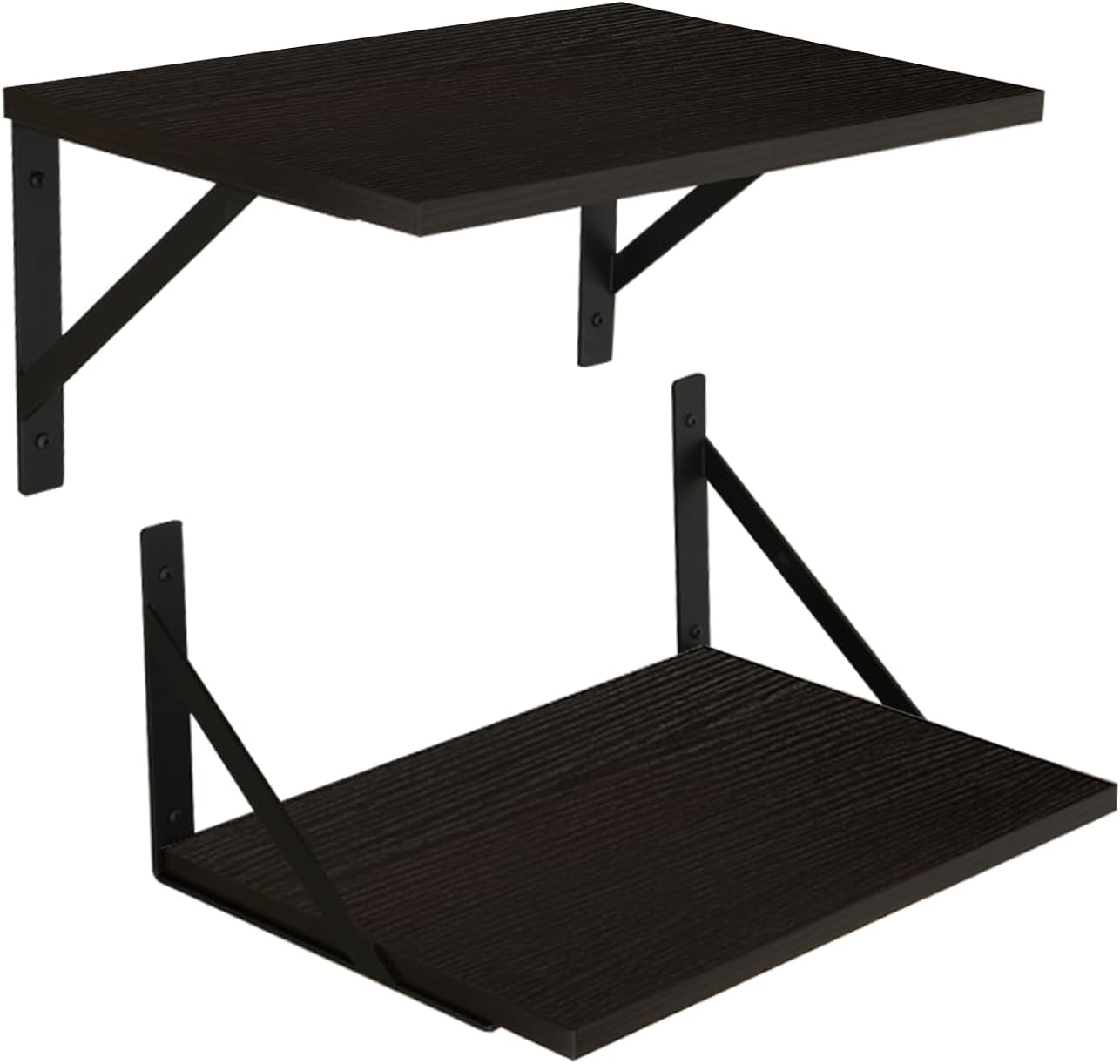 DINZI LVJ Deep Floating Shelves, 16" W x 12" D Wall Shelves Set of 2, Wide Display Shelf Mounted with Brackets, Easy-to-Install Wall Bookshelf for Living Room, Bathroom, Bedroom, Espresso