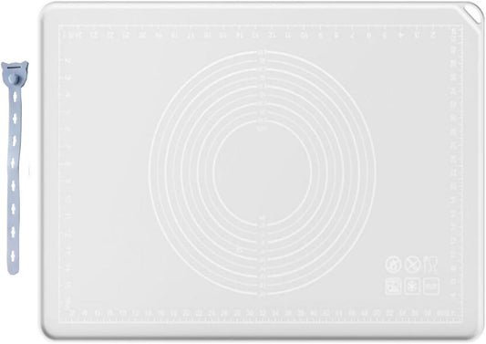 Silicone Pastry Mat 28"*20" Extra Thick Non Stick Baking Mat with Measurement Food Grade Silicone Rolling Dough Mat, Fondant, Pie Crust Mat, Kitchen Mat with Hang Holes, Raised Edge
