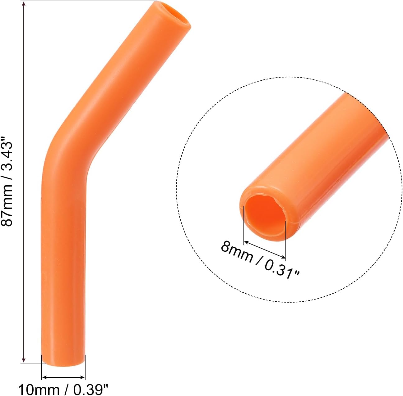 uxcell 12pcs Silicone Straw Tips, Silicone Straw Elbows Tip, Soft Reusable Metal Straw Covers Fit for 8mm/0.31" OD Stainless Steel Straws, Orange
