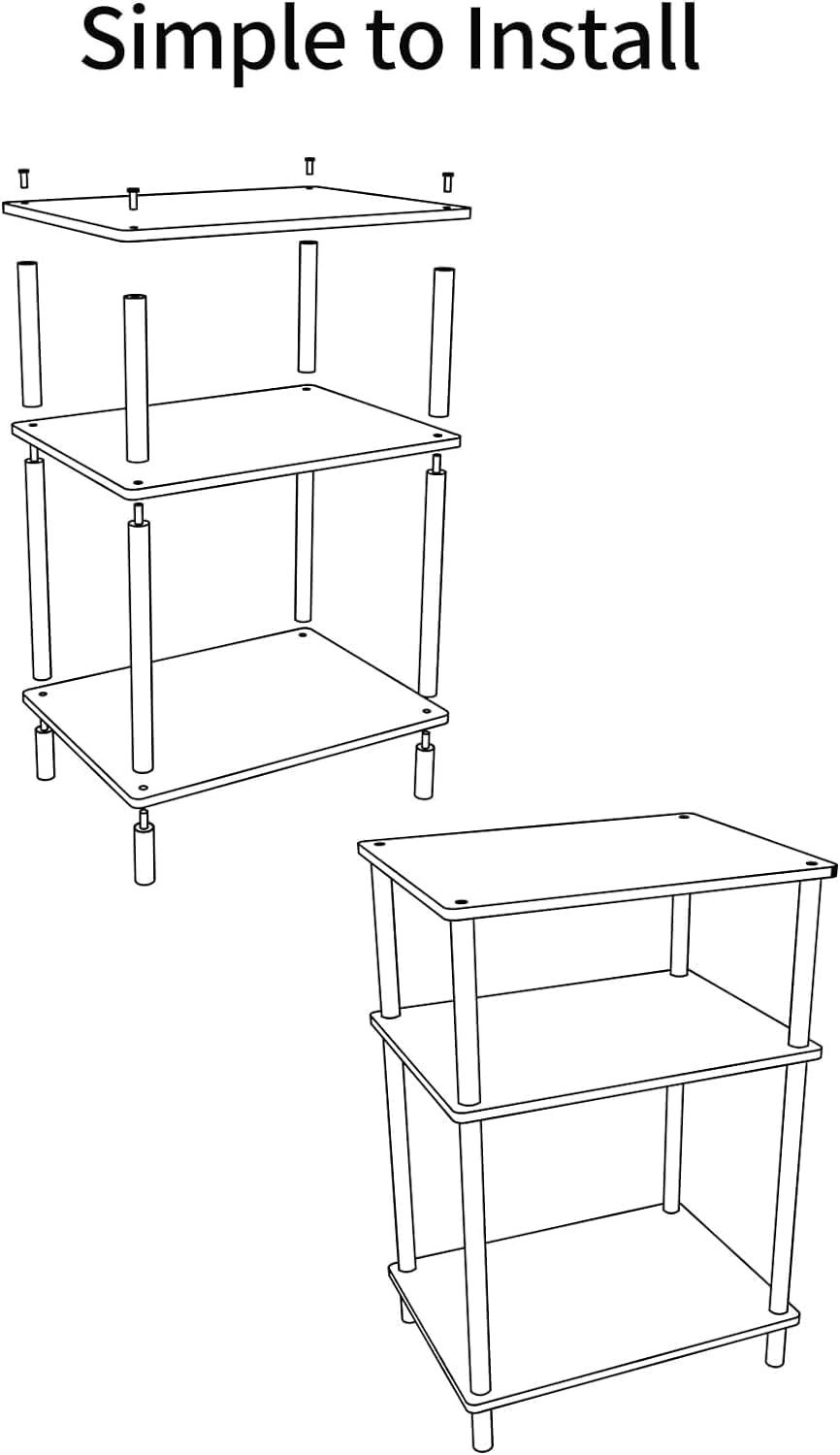 Acrylic Side Table Clear 3-Tier End Table for Living Room, Office, Hallway, Bedroom Small Bedside Table