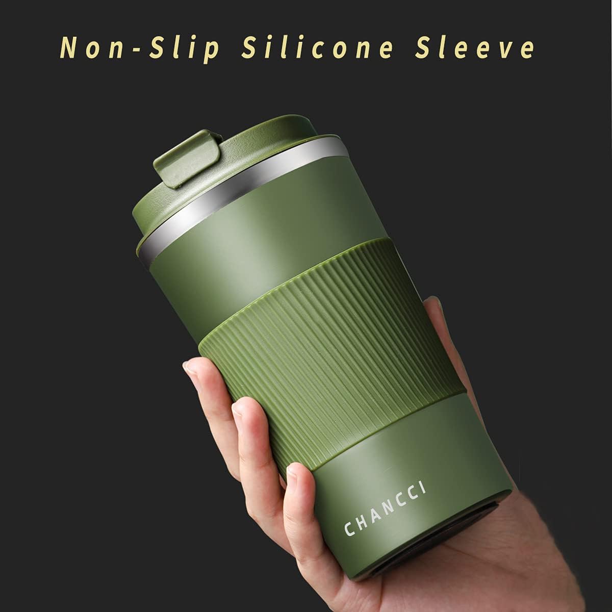 16oz Travel Coffee Mug Spill Proof, Insulated Coffee Mug with Lid, Leakproof Coffee Tumbler,Stainless Steel Vacuum Coffee Cup for Hot/Cold Drinks, Reusable Coffee Cup for Men Women -510ml,Dark Green