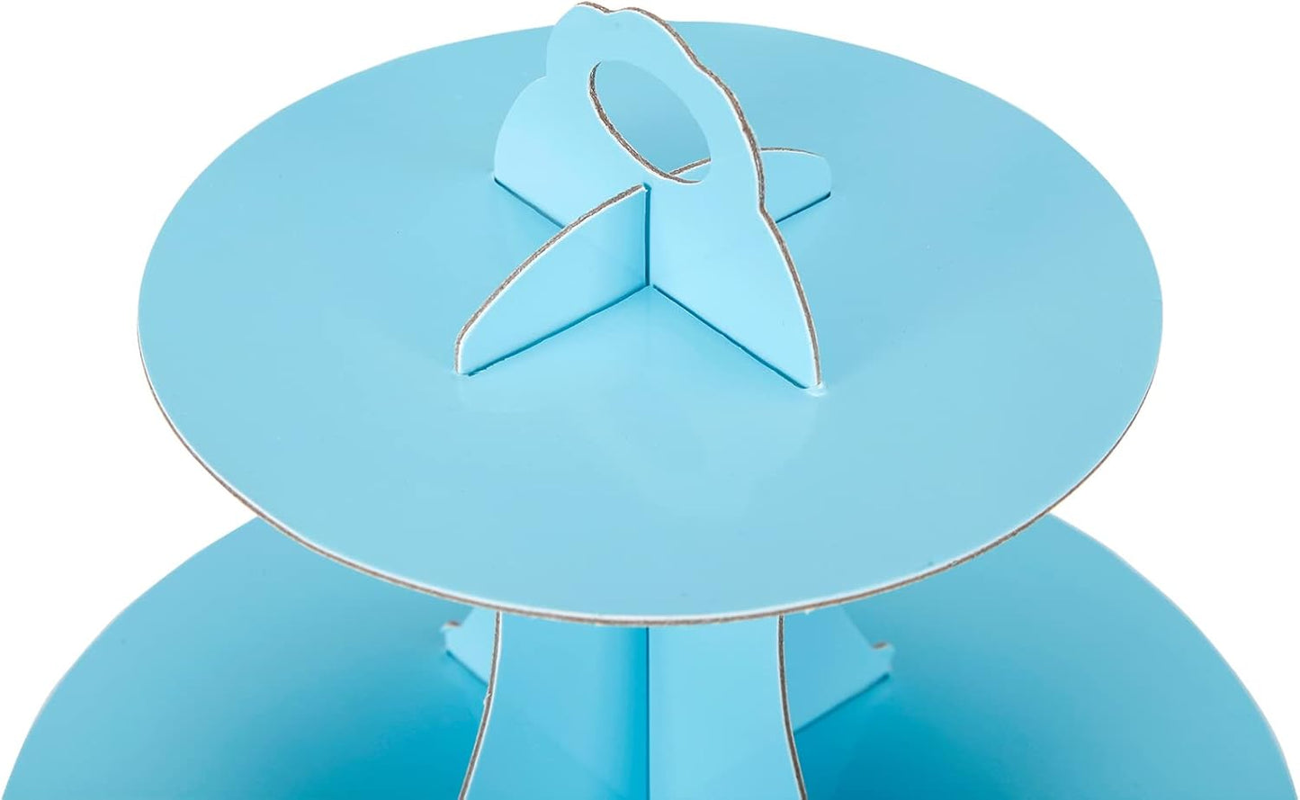 2Pcs 3-Tier Cupcake Stand, Cake Stand holder, Tiered DIY Cupcake Stand Tower for Dessert Table Displays, Birthday Theme Party Favors Decoration, Floral Tea Party, 12" W x 12.8" H, Light Blue