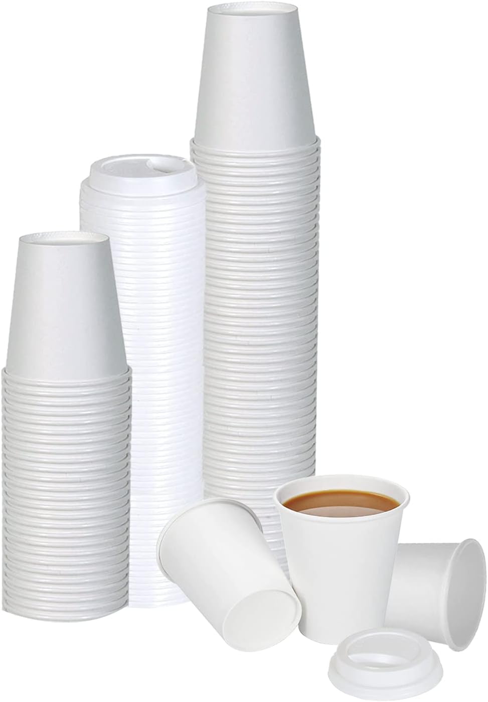 Smygoods White Disposable Paper Coffee Cups with Lids (8 OZ, 25 Count) For Hot Beverages, Tea, Espresso, Cocoa - To Go Drink Containers, Café & Office