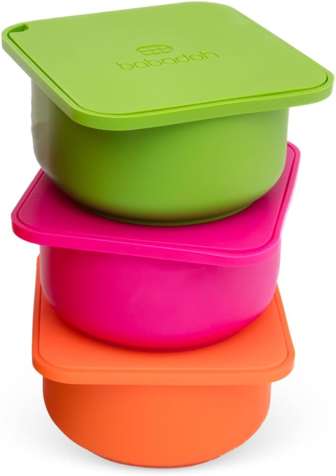 Babadoh Pizza Dough Proofing Silicone Containers with Lids | Pizza Making Accessories | The Perfect Pizza | Set of 3 | Multi Bright (1 Berry, 1 Orange, 1 Lime) | Original Size (make 12" Pizzas)