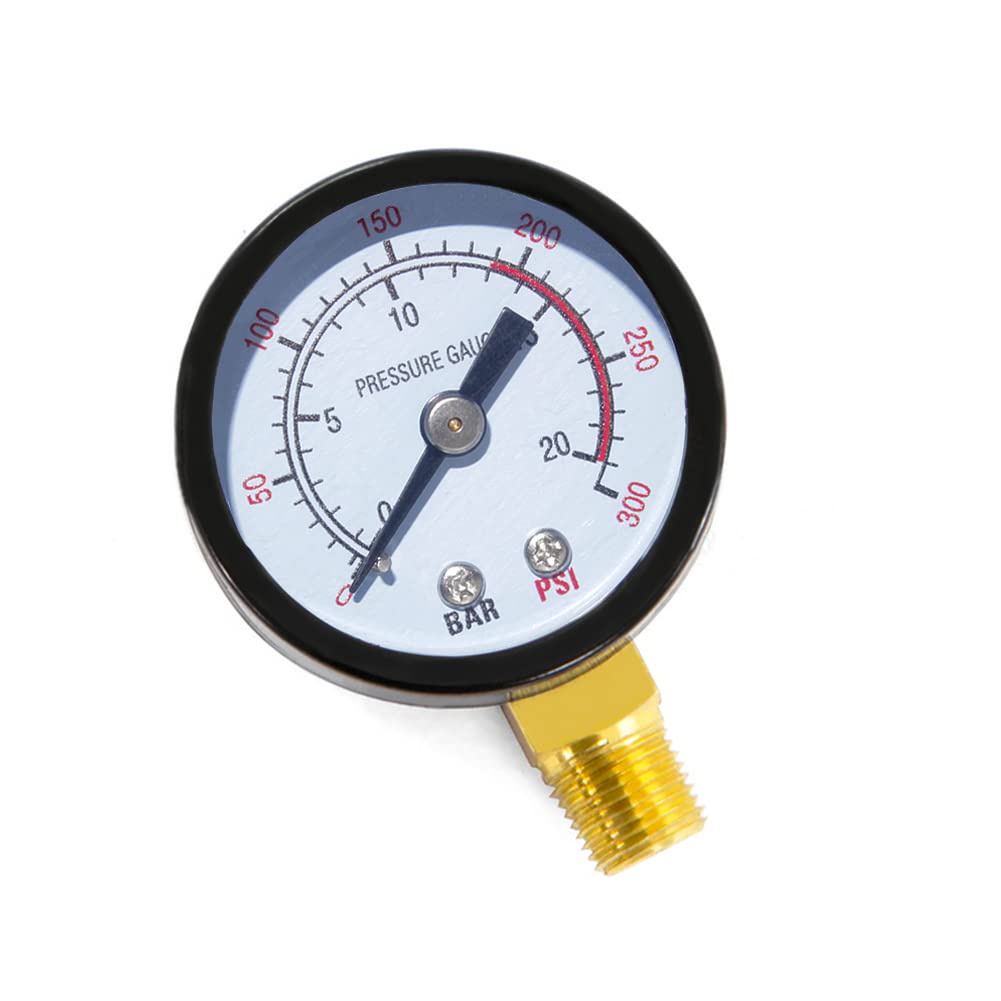 1/8" NPT 300Psi Steel Economical All Purpose Pressure Gauge with Brass Internals 1.5" Dial Display Bottom Mount