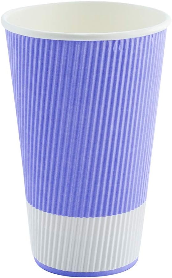 Restaurantware 16 Ounce Double Wall Disposable Coffee Cups, 500 Insulated Light Purple Paper Tumblers with Ripple Wall Design, Lids Sold Separately for Hot Drinks like Tea, Hot Chocolate and More