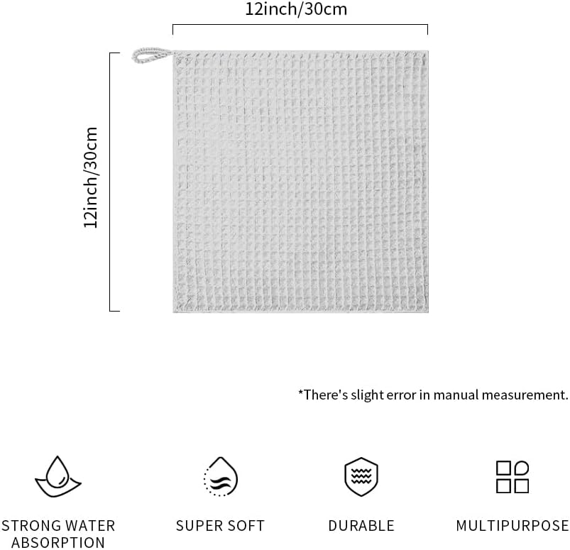 Barista Micro Cloth 4 Pack - watchget Microfiber Barista Cleaning Towels Coffee Cleaning Accessories for Espresso Machine, Steam Wand, Countertop, Kitchen Dish Cloth Waffle Weave Light Grey(12"x12")