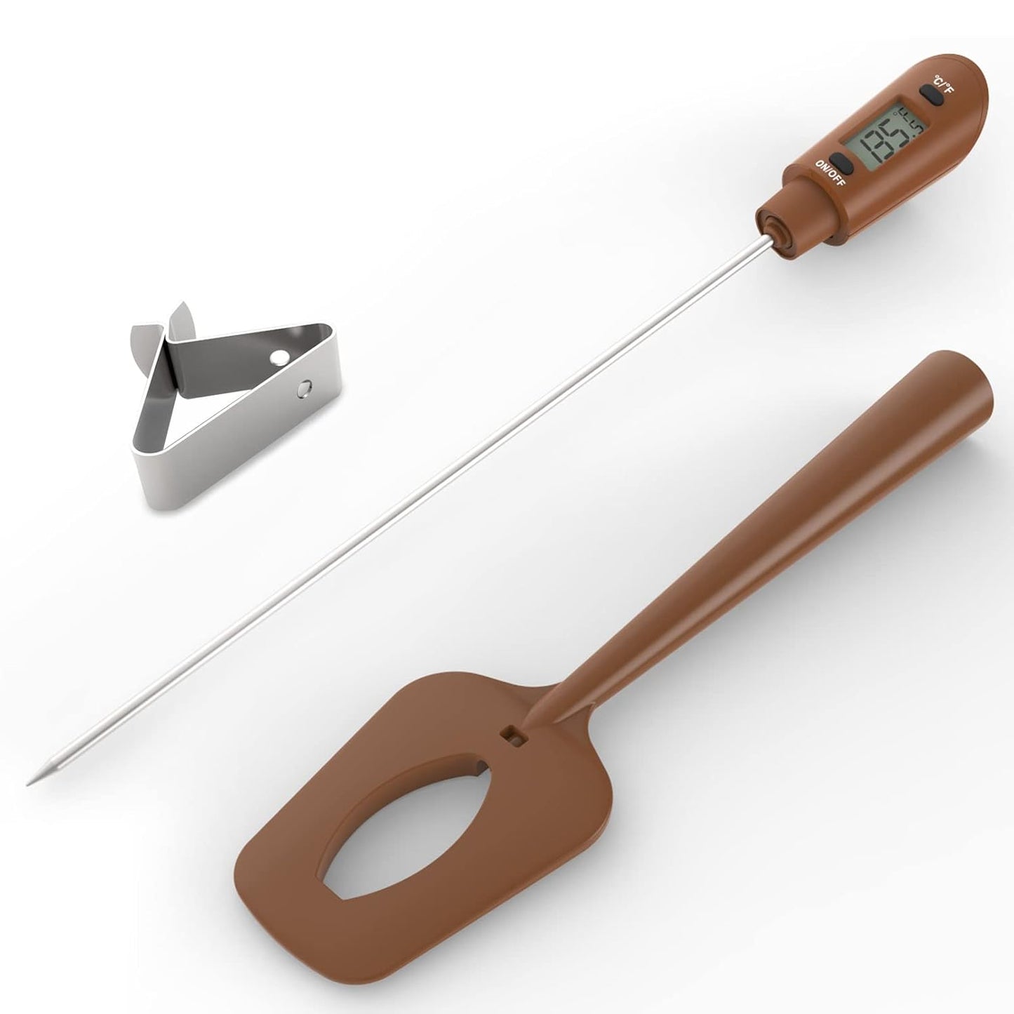 Efeng Candy Spatula with Thermometer Built in and Pot Clip – Fast Instant Read Digital Spatula Thermometer for Candy Making,Chocolate,jams,syrups with BPA Free Silicon Spatula