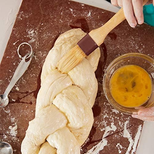 Boao 4 Pieces Natural Bristle Pastry Brush Beech Wooden Handle Basting and BBQ Brushes for Cooking, Butter, Oil, Egg, Marinade, Grilling, Baking, Kitchen Food(1 Inch, 1 1/2 Inch)