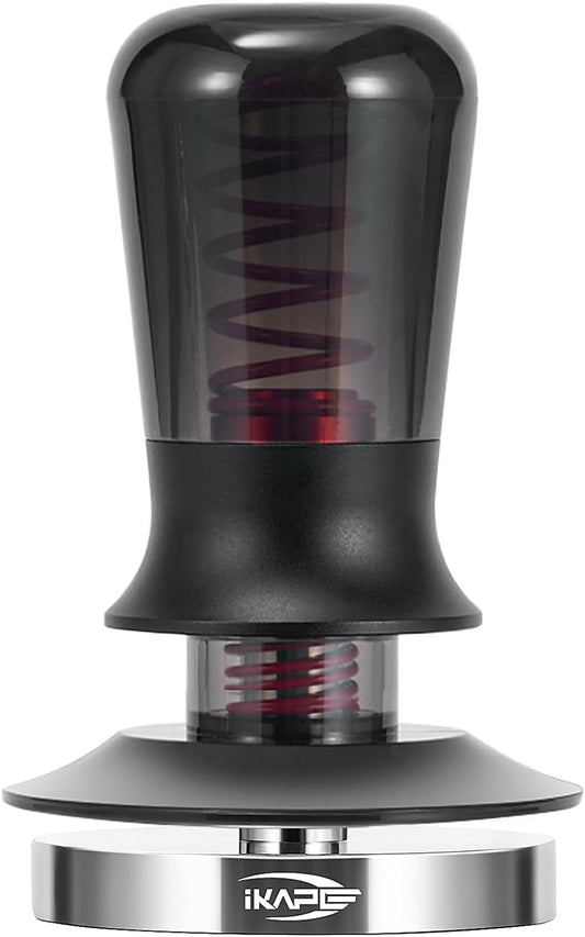 IKAPE 53.3MM Semi-Transparent Coffee Tamper for Espresso, Spring Calibrated with Flat Premium Stainless Steel Base, Suitable for 54mm Breville Bottomless Portafilters(New Upgrade)